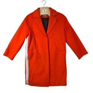ASOS Orange Wool Blend Coat with‎ White Side Stripe Women's US Size 2